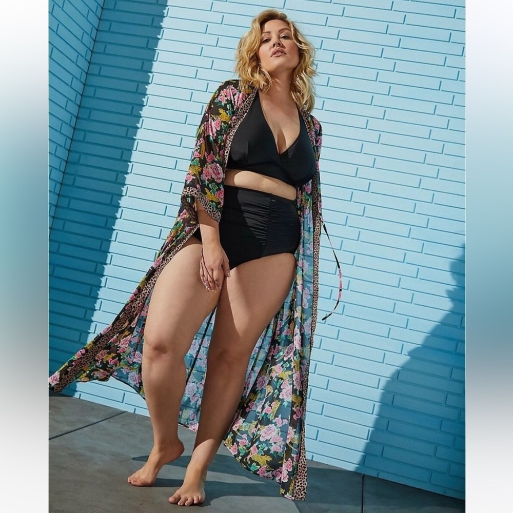 Torrid Leopard Floral Kimono Cover-Up